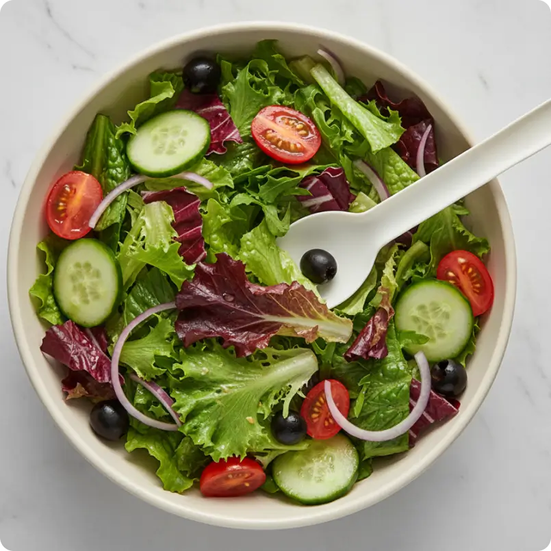 Paper spoon top view with food